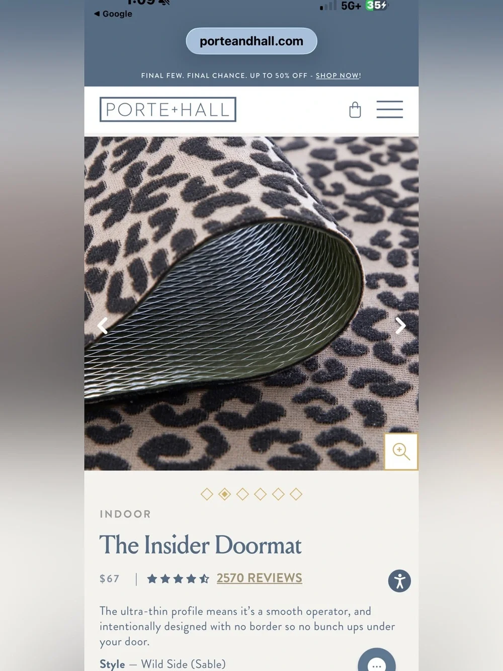 Porte and Hall The Insider Doormat in Sable Leopard